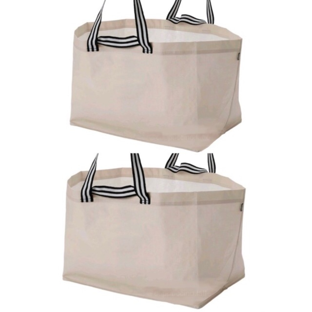 Ikea Bundle of 2 Reusable Tote Bag GORSNYGG Large Beige NEW NWT Storage Bags